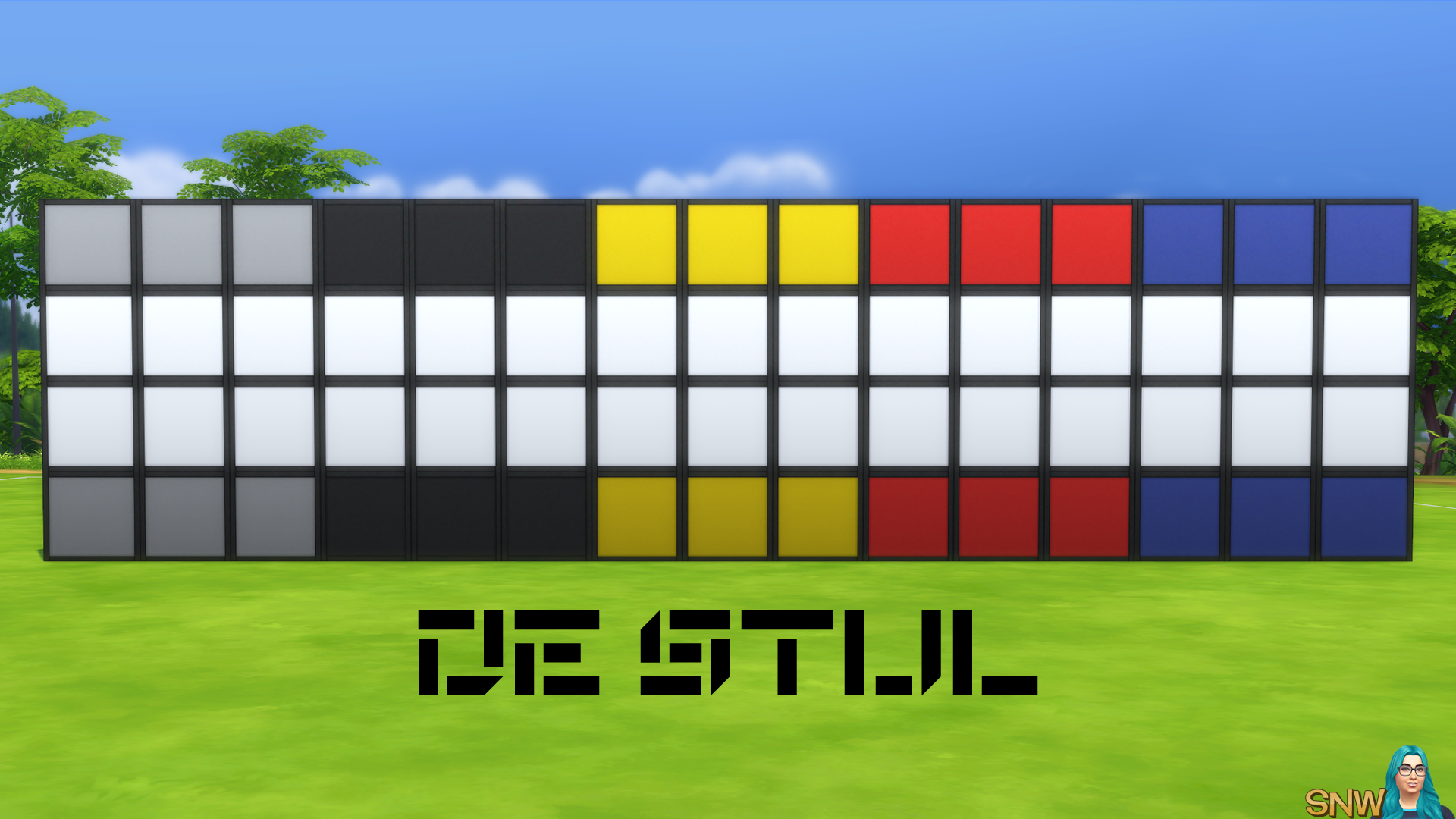 De Stijl Walls for The Sims 4