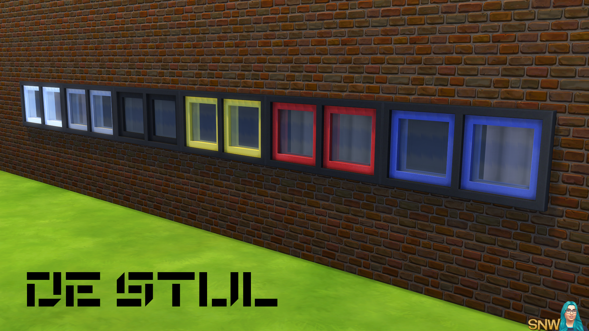 De Stijl Windows for The Sims 4