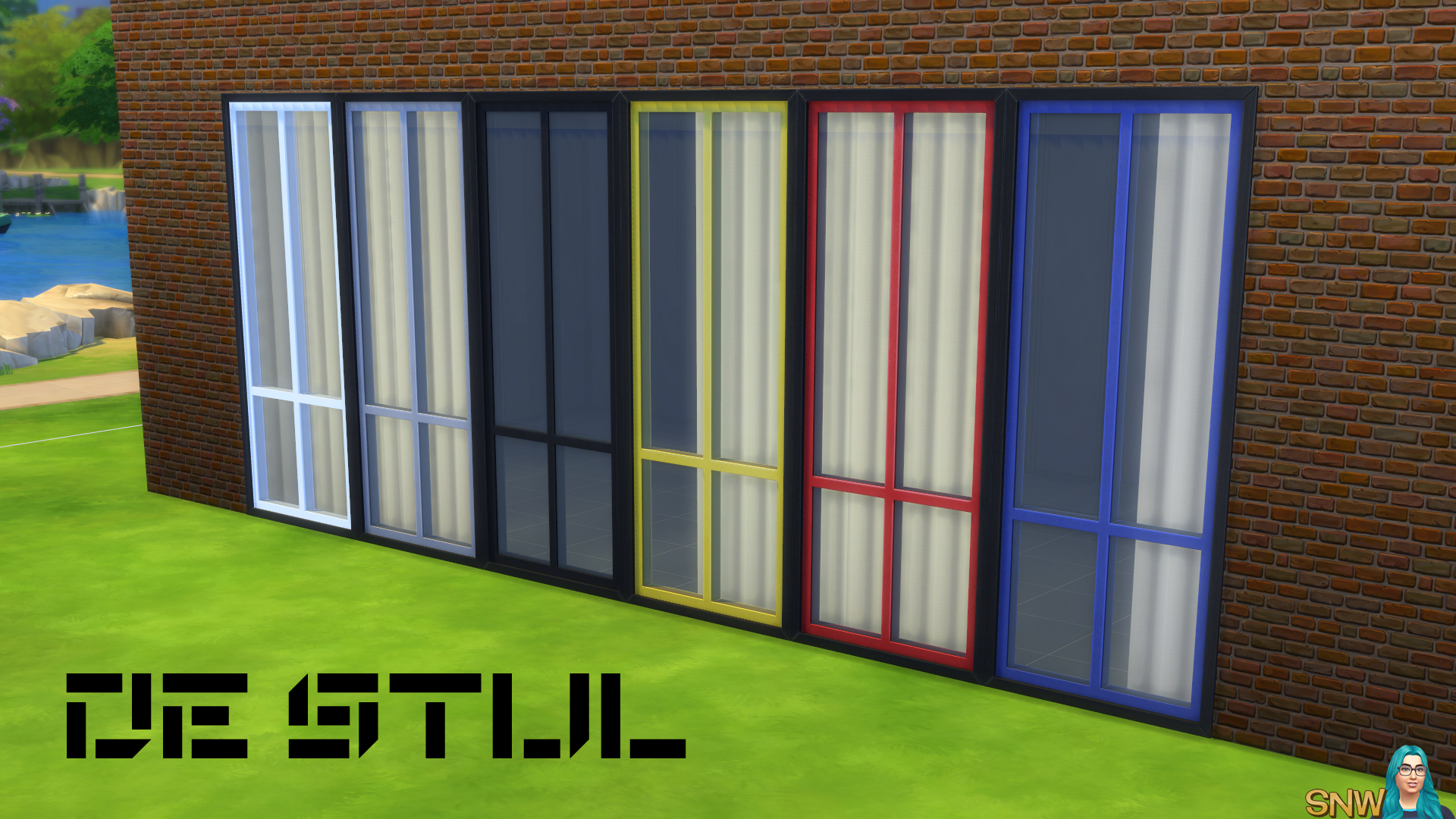 De Stijl Windows for The Sims 4