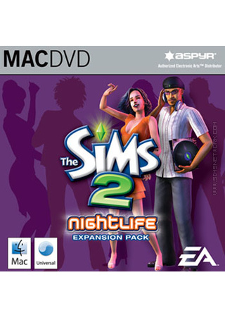 The Sims 2: Nightlife for Mac box art packshot jewel case