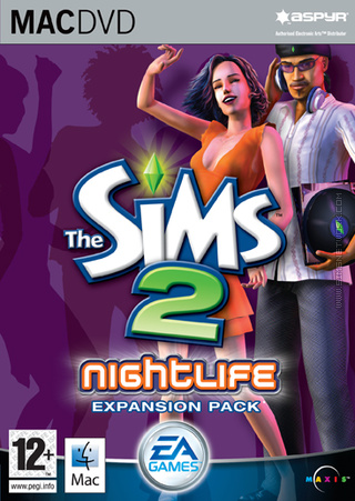 The Sims 2: Nightlife for Mac box art packshot US